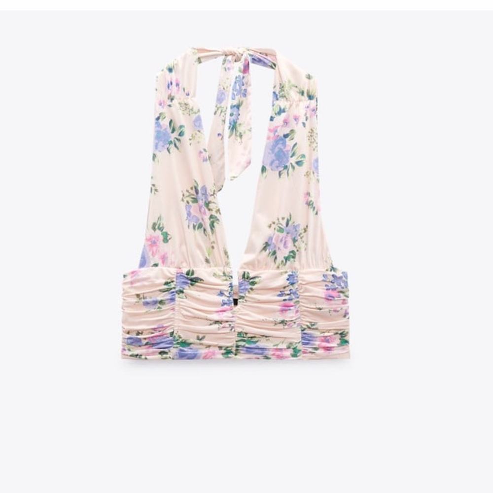 Zara NWT floral print cropped top